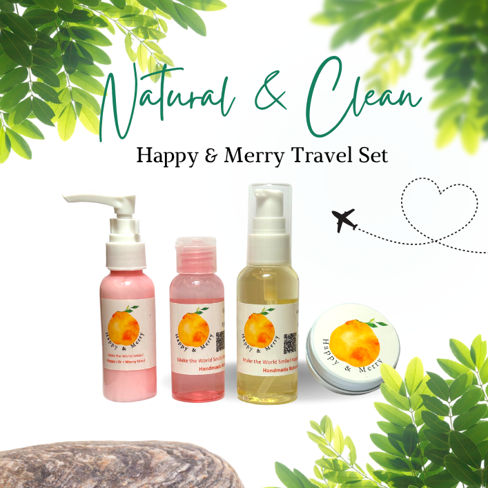 Happy & Merry Rose Natural Cleanse Face Care Moisturing Travel Set