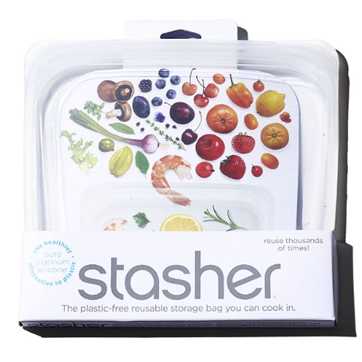 Stasher Silicone Reusable Space-Efficient Storage Bag (Clear) - Medium (450ml/15 fl oz)